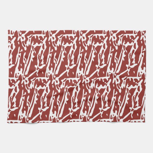 Rode en oranje abstracte vormen mengen en overlapp theedoek (Horizontaal)