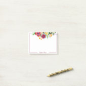 Rode en oranje aquarel bloemstuk gepersonaliseerd post-it® notes (Op bureau)