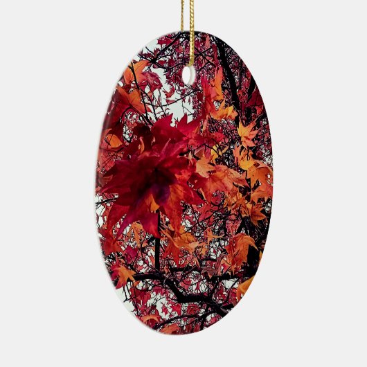 Rode en oranje bladeren keramisch ornament (Rechts)