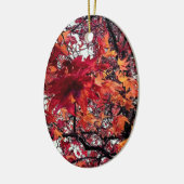 Rode en oranje bladeren keramisch ornament (Links)