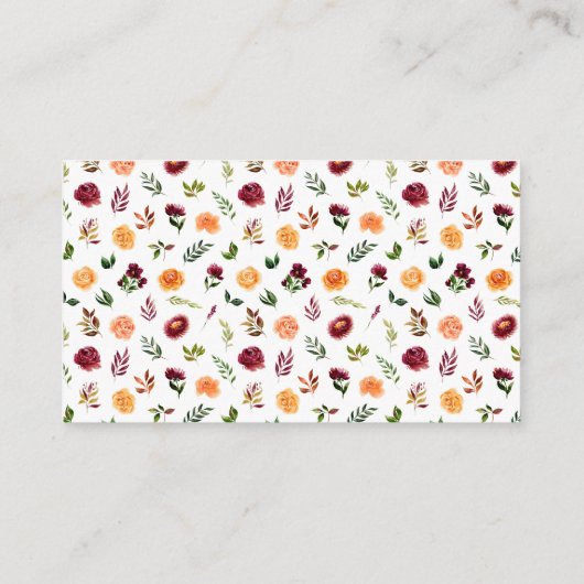 Rode en Oranje bloemen bruiloft Een notitie over g Informatiekaartje (Achterkant)