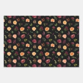 Rode en Oranje bloemen met bladpatroon Inpakpapier Vel (Voorkant 3)