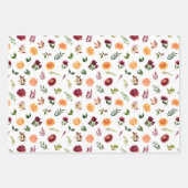 Rode en Oranje bloemen met bladpatroon Inpakpapier Vel (Voorkant)