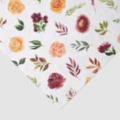 Rode en oranje bloemen met bladpatroon tissuepapier (Detail)