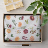 Rode en oranje bloemen met bladpatroon tissuepapier (Geschenk)