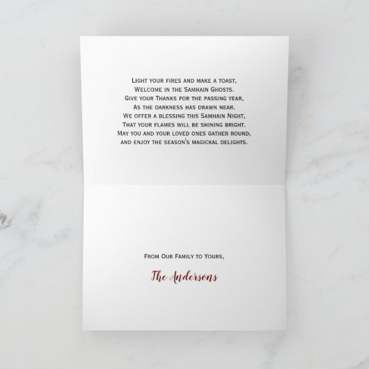 Rode en Oranje Floral Samhain Blessings Witchy Feestdagen Kaart (Binnen)