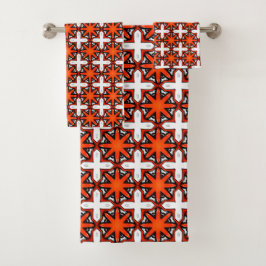 Rode en oranje geometrische patroon Handdoek