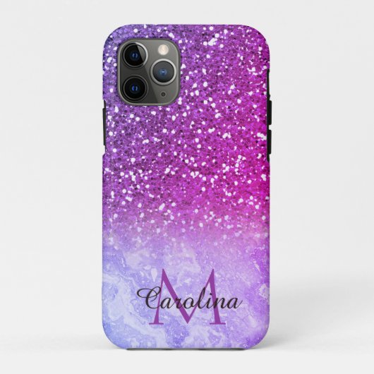Rode en Oranje glitter, goudmarmer, gepersonalisee Case-Mate iPhone Case (Achterkant)