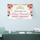 Rode en Oranje Herfst Autumnal Flowers Sweet 16 Spandoek (Beurs)