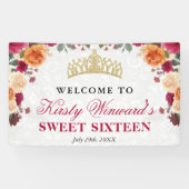 Rode en Oranje Herfst Autumnal Flowers Sweet 16 Spandoek (Horizontaal)
