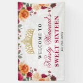 Rode en Oranje Herfst Autumnal Flowers Sweet 16 Spandoek (Verticaal)