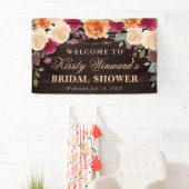 Rode en Oranje Herfst Autumnal Flowers Vrijgezelle Spandoek (Insitu)