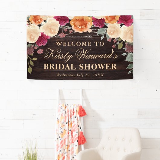 Rode en Oranje Herfst Autumnal Flowers Vrijgezelle Spandoek (Insitu)