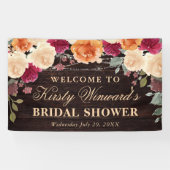 Rode en Oranje Herfst Autumnal Flowers Vrijgezelle Spandoek (Horizontaal)