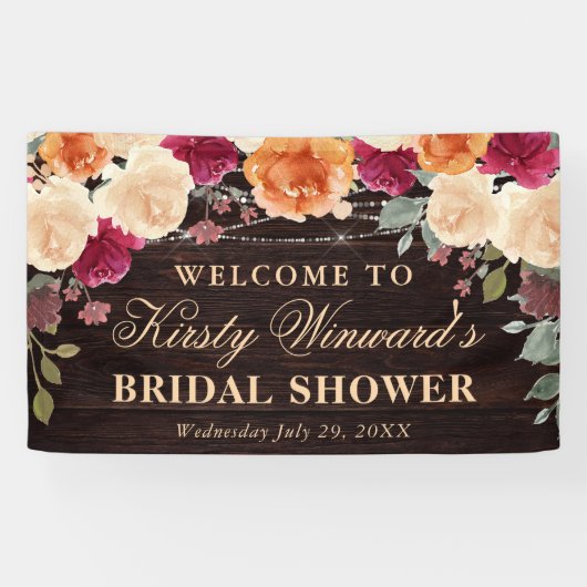 Rode en Oranje Herfst Autumnal Flowers Vrijgezelle Spandoek (Horizontaal)