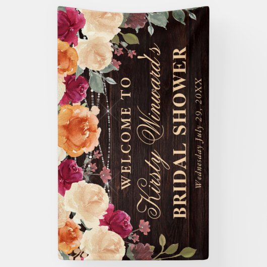 Rode en Oranje Herfst Autumnal Flowers Vrijgezelle Spandoek (Verticaal)