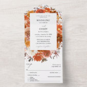 Rode en Oranje Herfst Floral B Wedding All In One Uitnodiging (Binnen)