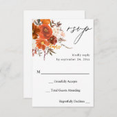 Rode en Oranje Herfst Floral no Meal RSVP (Voorkant / Achterkant)