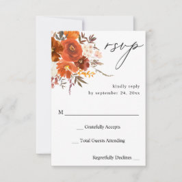Rode en Oranje Herfst Floral no Meal RSVP Kaartje