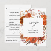 Rode en Oranje Herfst Floral w Meal RSVP (Voorkant / Achterkant)