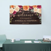 Rode en Oranje Herfst herfstbloemen bruiloft Spandoek (Beurs)