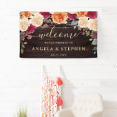 Rode en oranje herfstbloemen bruiloft spandoek (Insitu)