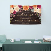 Rode en oranje herfstbloemen bruiloft spandoek (Beurs)