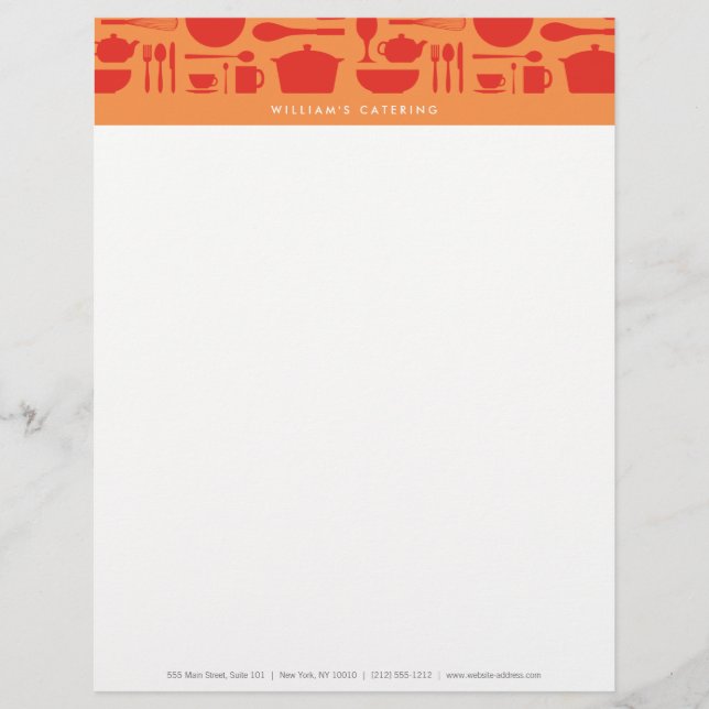 RODE EN ORANJE KEUKEN COLLAGE Letterhead Custom Briefhoofd (Voorkant)