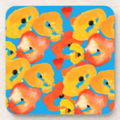 Rode en oranje klaprozen bloemenkunst bier onderzetter (Voorkant)