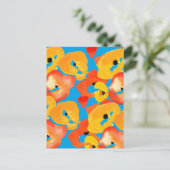 Rode en oranje klaprozen bloemenkunst briefkaart (Staand voorkant)