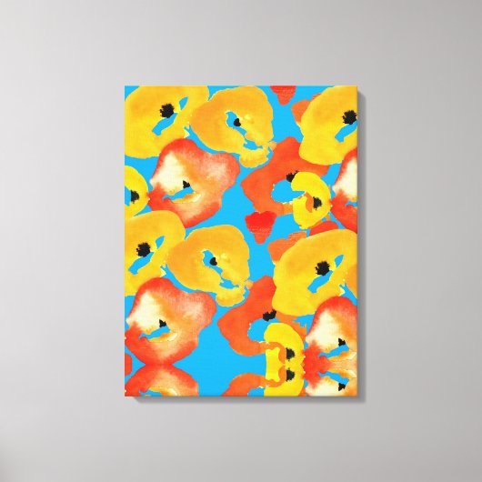 Rode en oranje klaprozen bloemenkunst canvas afdruk (Voorkant)