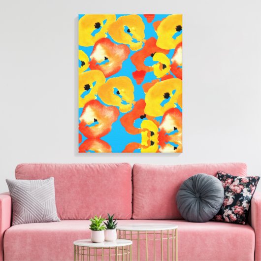 Rode en oranje klaprozen bloemenkunst canvas afdruk (Insitu (Woonkamer))