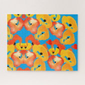 Rode en oranje klaprozen bloemenkunst legpuzzel (Horizontaal)