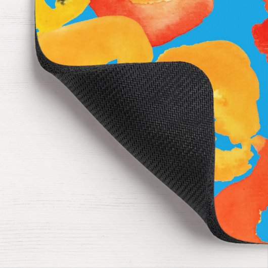 Rode en oranje klaprozen bloemenkunst muismat (Hoek)