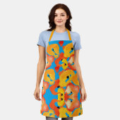 Rode en oranje klaprozen bloemenkunst schort (Gedragen)