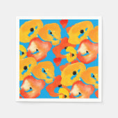 Rode en oranje klaprozen bloemenkunst servet (Voorkant)