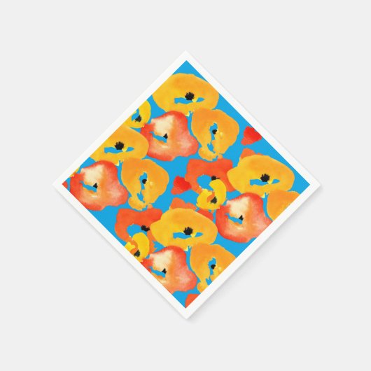 Rode en oranje klaprozen bloemenkunst servet (Hoek)