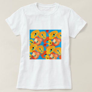 Rode en oranje klaprozen bloemenkunst t-shirt