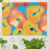 Rode en oranje klaprozen bloemenkunst theedoek (Gevouwen)