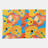 Rode en oranje klaprozen bloemenkunst theedoek (Horizontaal)