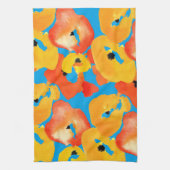 Rode en oranje klaprozen bloemenkunst theedoek (Verticaal)