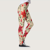 Rode en Oranje lelie bloemenpatroon Leggings (Rechts)