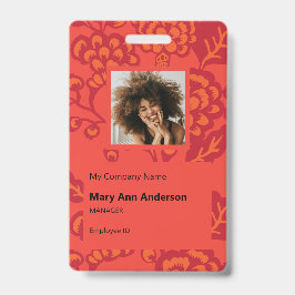 Rode en Oranje levendige en gedurfde bloemenpatroo Badge