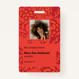 Rode en Oranje levendige en gedurfde bloemenpatroo Badge