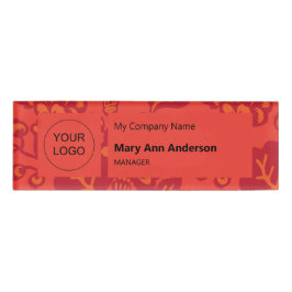 Rode en Oranje levendige en gedurfde bloemenpatroo Naambadge