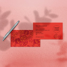 Rode en Oranje levendige en gedurfde bloemenpatroo Visitekaartje