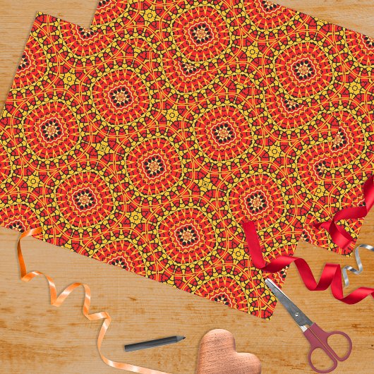 Rode en Oranje oosterse Boho Geometrische patronen Tissuepapier