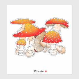 Rode en oranje paddenstoel sticker