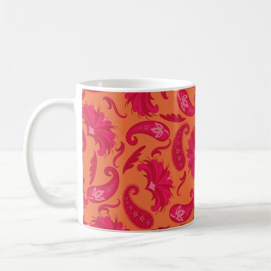 Rode en Oranje Paisley Coffee Tea Mok (Links)