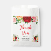 Rode en oranje rozen bruidsdouche bedankje bedankzakje (Voorkant)